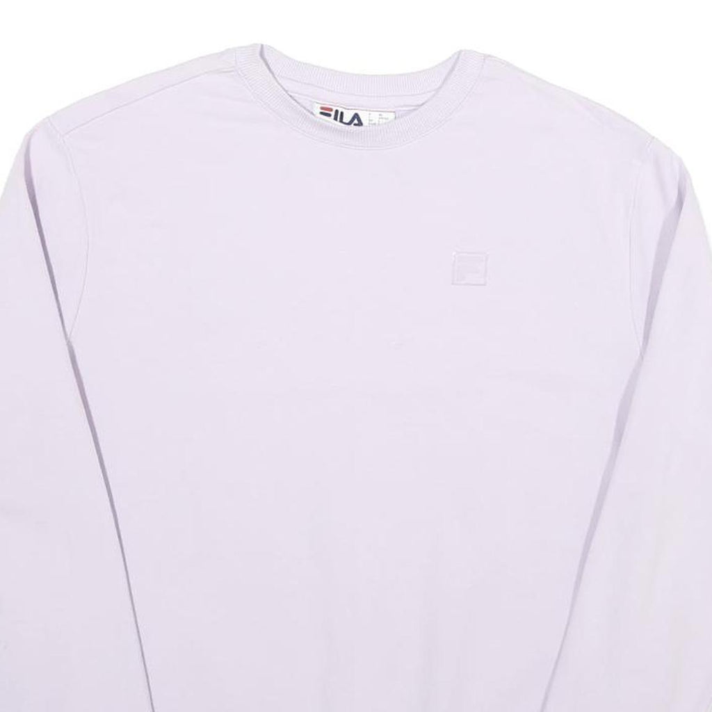 FILA Womens White Crew Neck S Sweatshirt Cotton Blend Lightweight Pullover