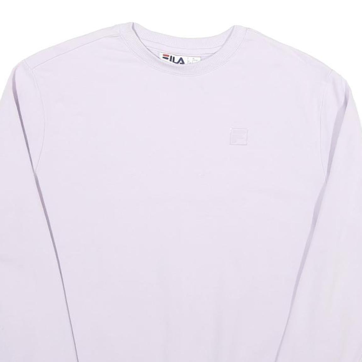 FILA Womens White Crew Neck S Sweatshirt Cotton Blend Lightweight Pullover