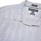 TOMMY HILFIGER Mens Blue Checked Shirt XL Cotton Blend Classic Button Down
