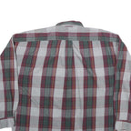 TOMMY HILFIGER Mens Grey & Maroon Check Shirt L Button Down Casual Cotton