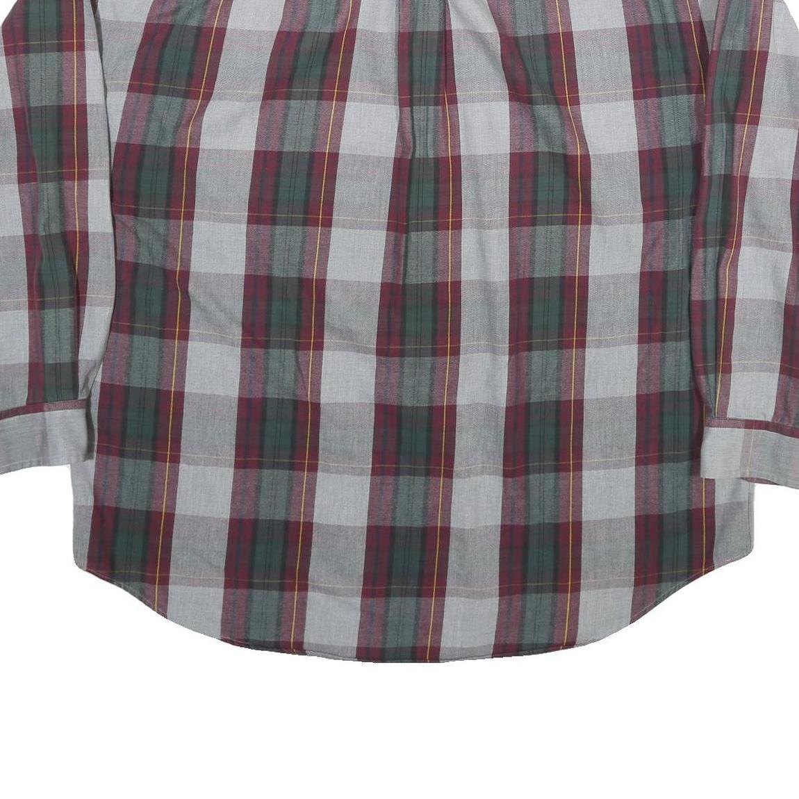 TOMMY HILFIGER Mens Grey & Maroon Check Shirt L Button Down Casual Cotton