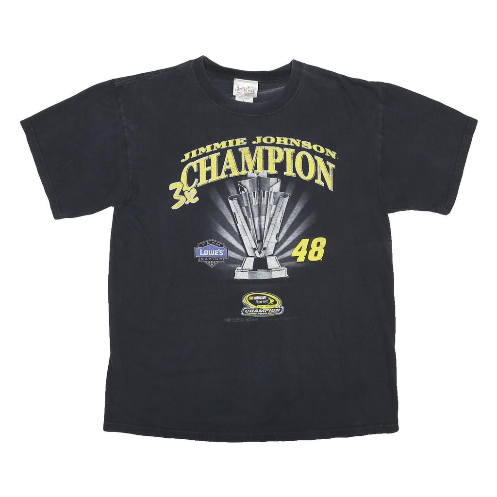 CHASE AUTHENTICS Mens Black Jimmie Johnson Champion Graphic T-Shirt L Short