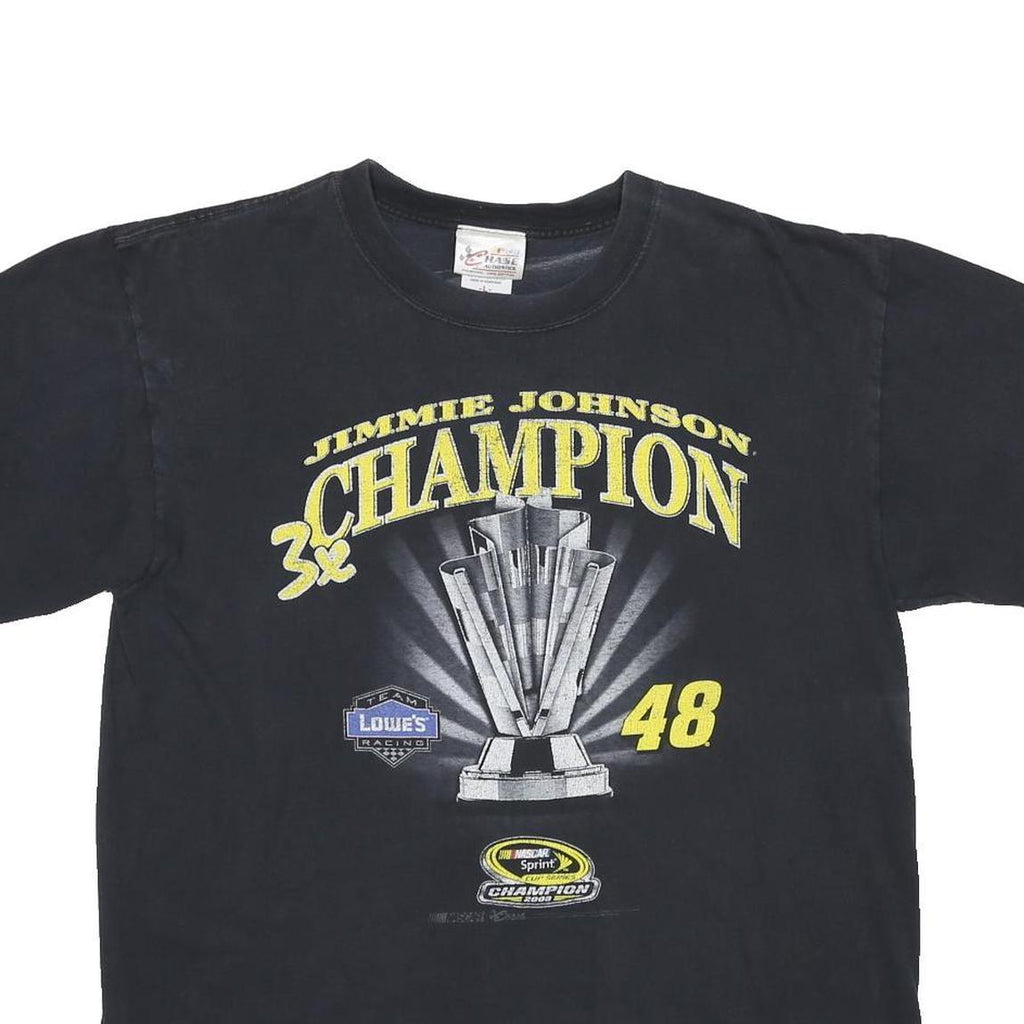 CHASE AUTHENTICS Mens Black Jimmie Johnson Champion Graphic T-Shirt L Short