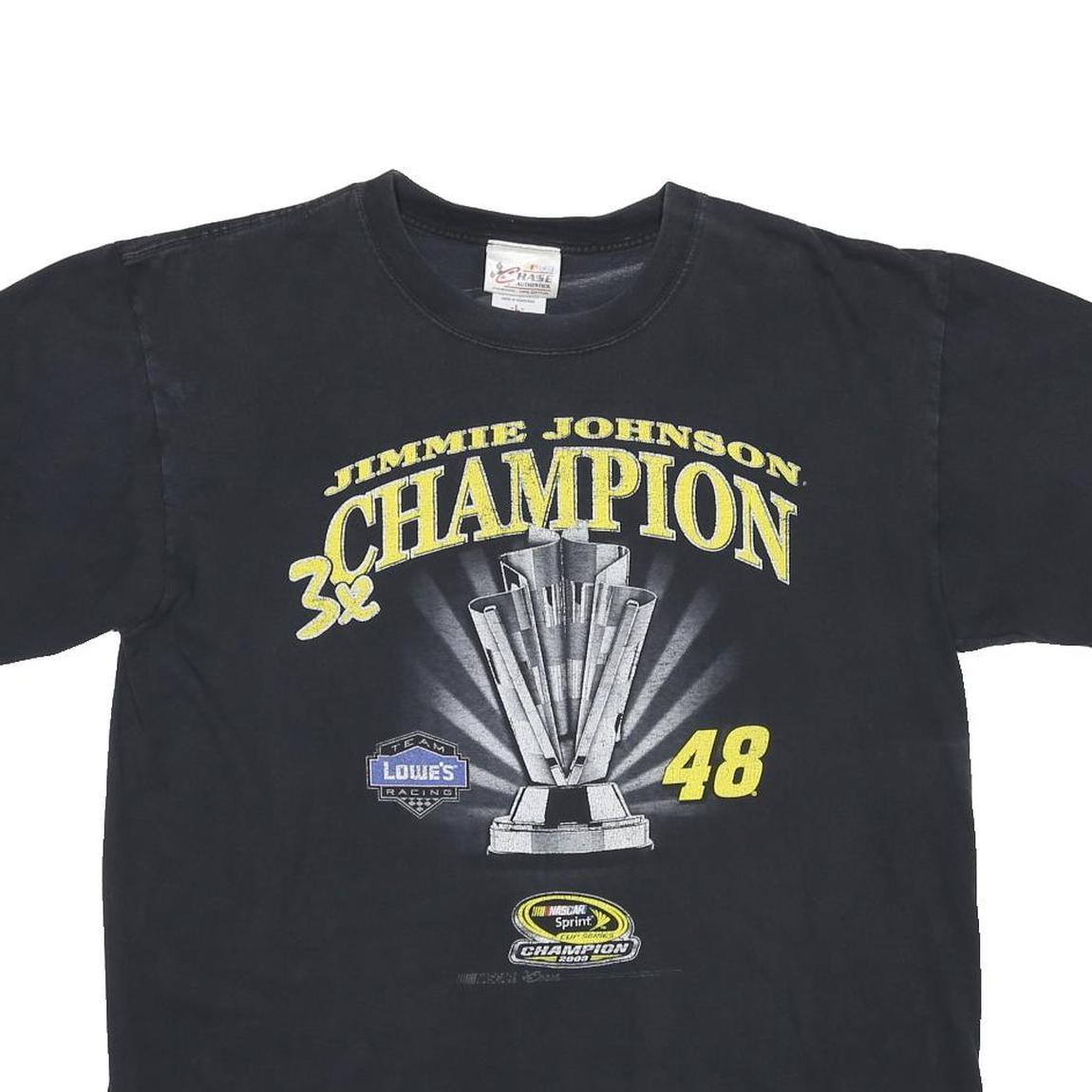 CHASE AUTHENTICS Mens Black Jimmie Johnson Champion Graphic T-Shirt L Short