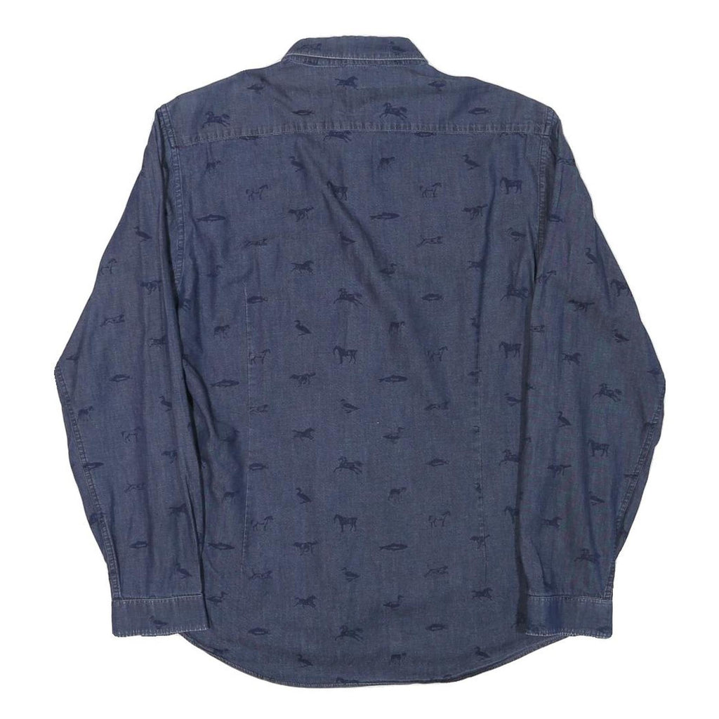 BARBOUR Mens Blue Shirt M Cotton Blend Casual Long Sleeve Button Collar