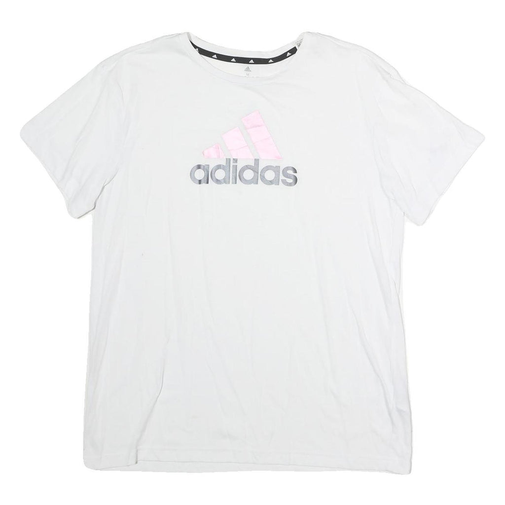 ADIDAS Womens White Crew Neck Graphic T-Shirt M Short Sleeve Cotton Casual