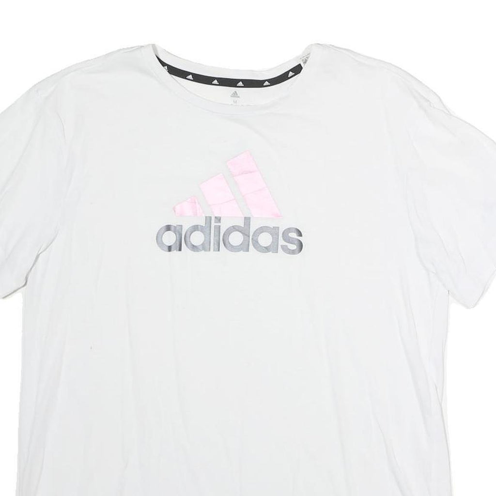 ADIDAS Womens White Crew Neck Graphic T-Shirt M Short Sleeve Cotton Casual