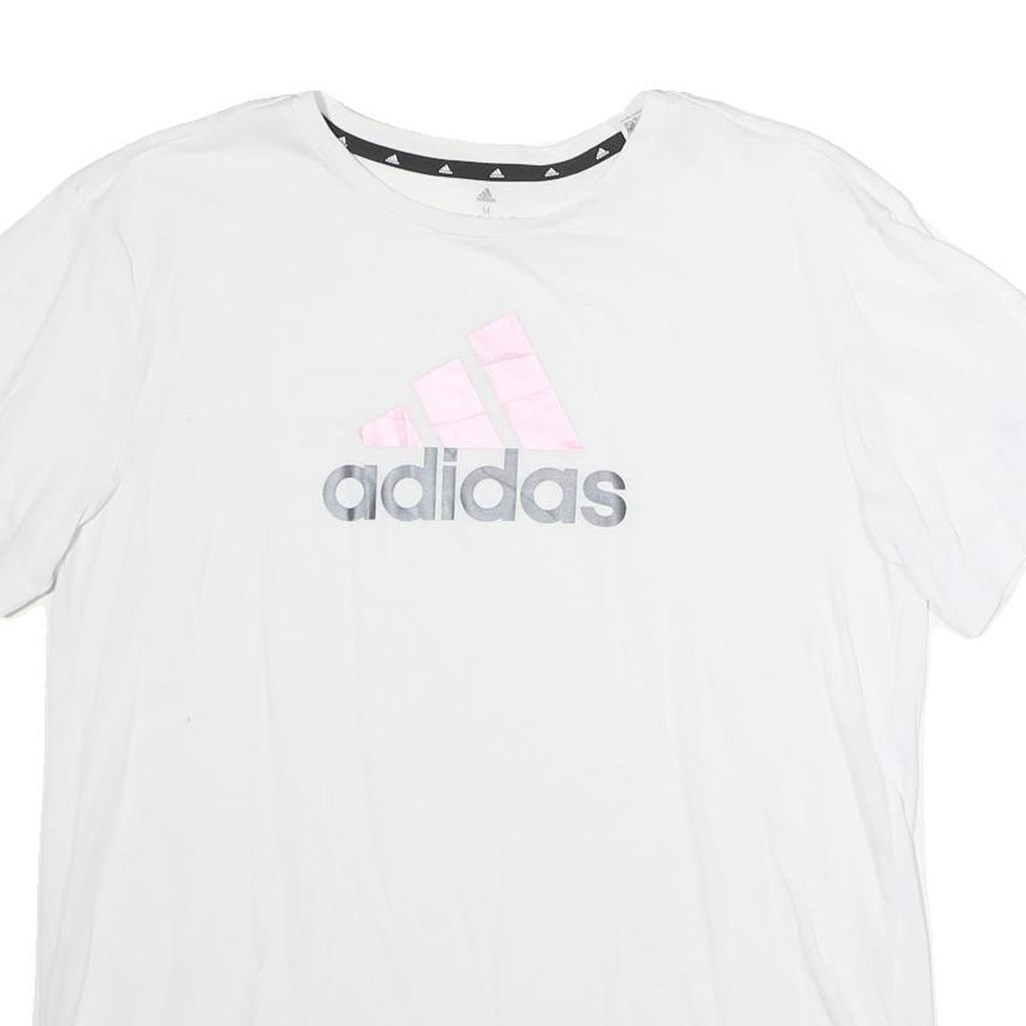 ADIDAS Womens White Crew Neck Graphic T-Shirt M Short Sleeve Cotton Casual