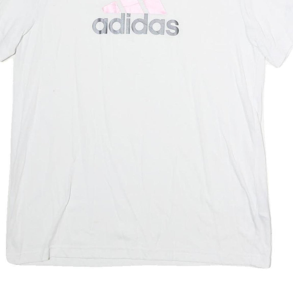 ADIDAS Womens White Crew Neck Graphic T-Shirt M Short Sleeve Cotton Casual