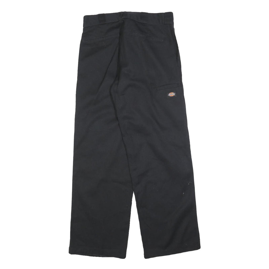 DICKIES Mens Cotton Blend Black Loose Fit Straight Leg Trousers W30 L30 Workwear
