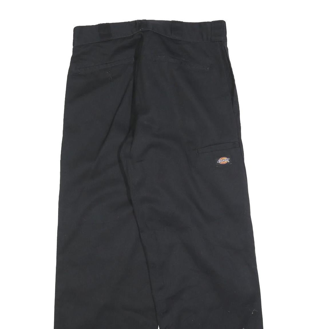 DICKIES Mens Cotton Blend Black Loose Fit Straight Leg Trousers W30 L30 Workwear