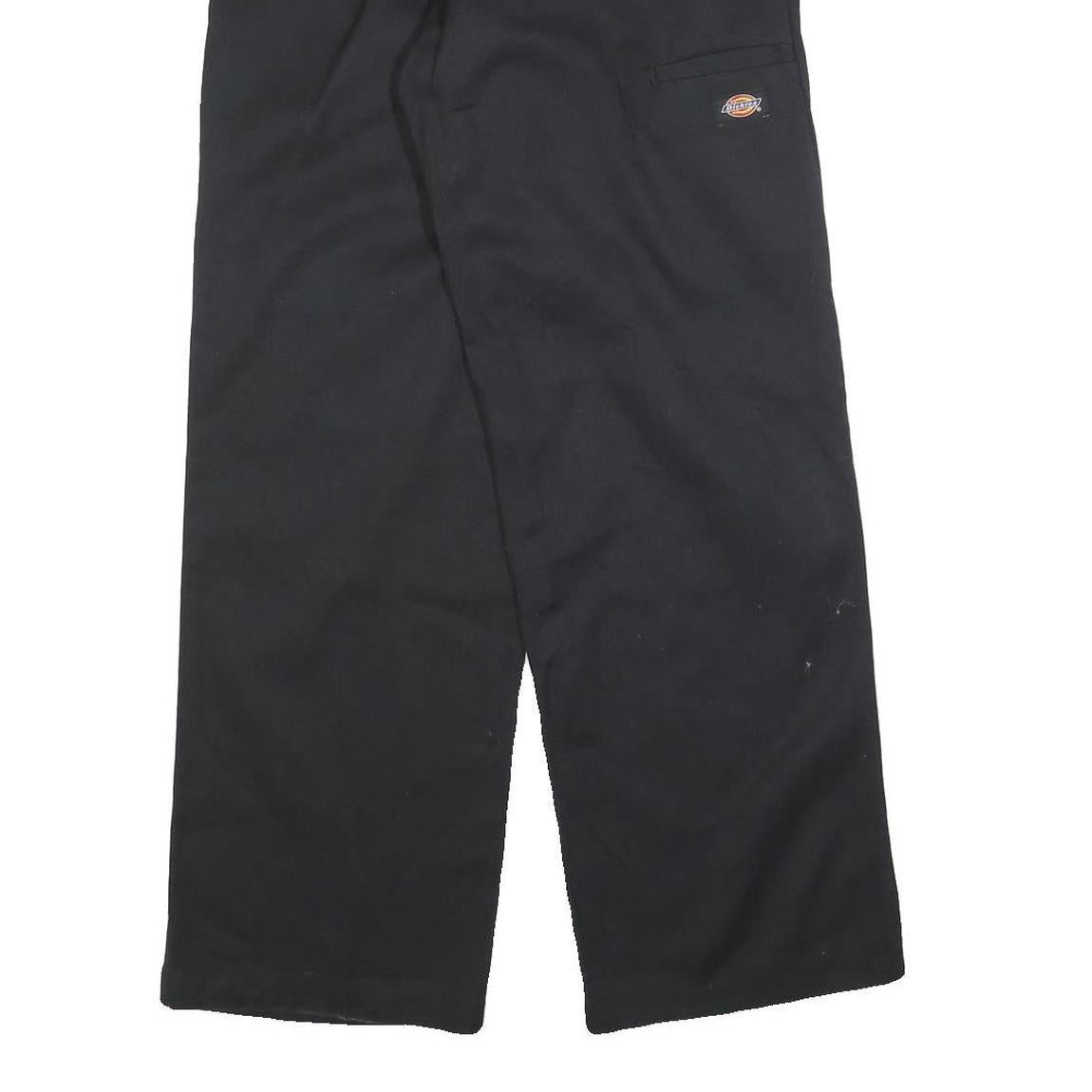 DICKIES Mens Cotton Blend Black Loose Fit Straight Leg Trousers W30 L30 Workwear