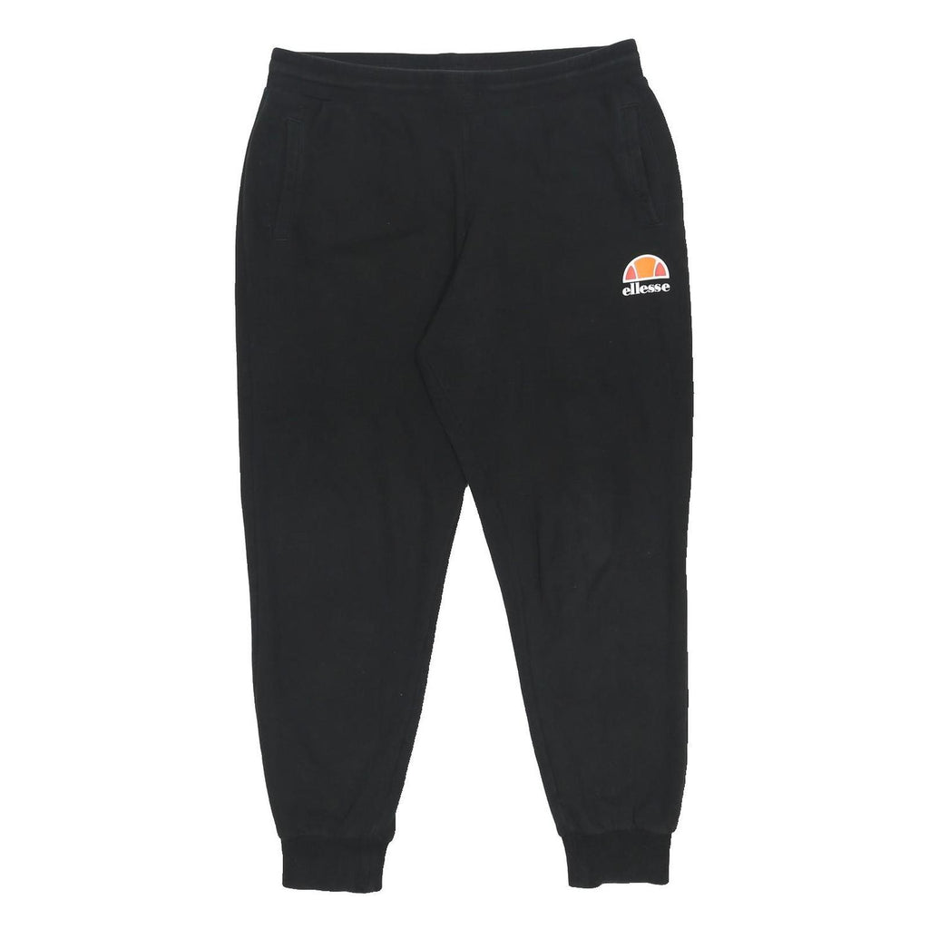 ELLESSE Womens Joggers Black UK 16 W34 L27 Regular Tapered Cotton Blend