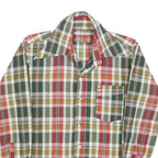 Mens Green Red White Cotton Blend Check Shirt XS Casual Button Front