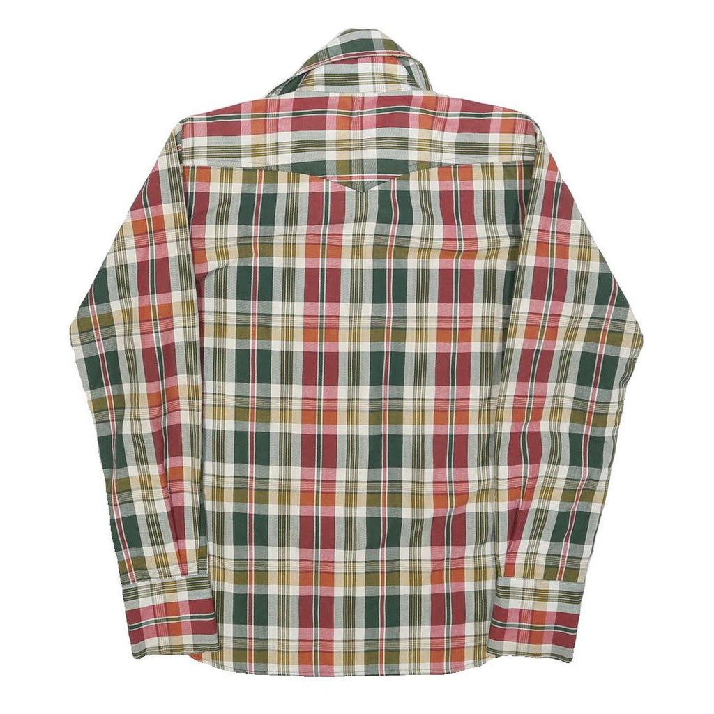 Mens Green Red White Cotton Blend Check Shirt XS Casual Button Front