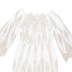 RIVER ISLAND Womens White Beige Lace Detail Day Dress Cotton Blend Short UK 12