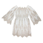 RIVER ISLAND Womens White Beige Lace Detail Day Dress Cotton Blend Short UK 12