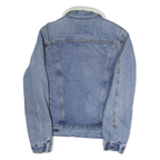 LEVI'S Mens Blue Denim Sherpa Collar Jacket S Cotton Button Plain Classic