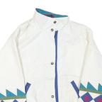Womens White Blue Turquoise & Purple Geometric Pattern Zip Jacket XL Polyester