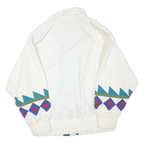 Womens White Blue Turquoise & Purple Geometric Pattern Zip Jacket XL Polyester