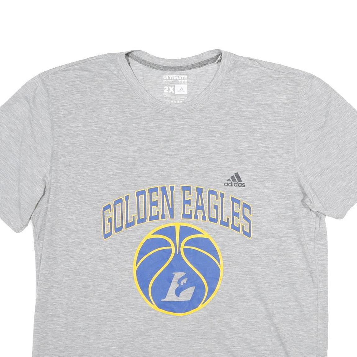 ADIDAS Mens Grey Golden Eagles Graphic T-Shirt 2XL Short Sleeve Crew Neck Sports