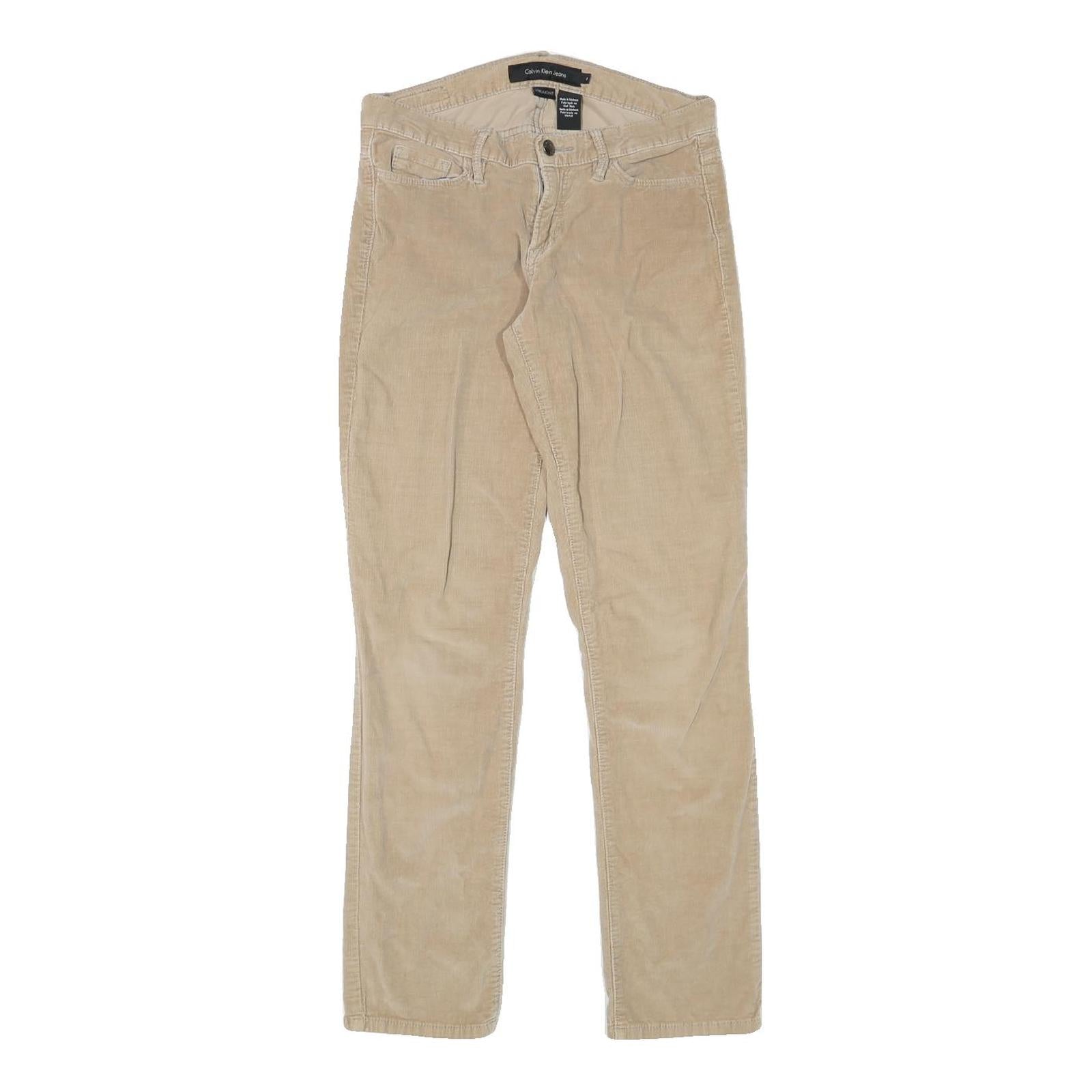 CALVIN KLEIN JEANS Womens Beige Slim Skinny Cotton Blend Trousers W28 L29