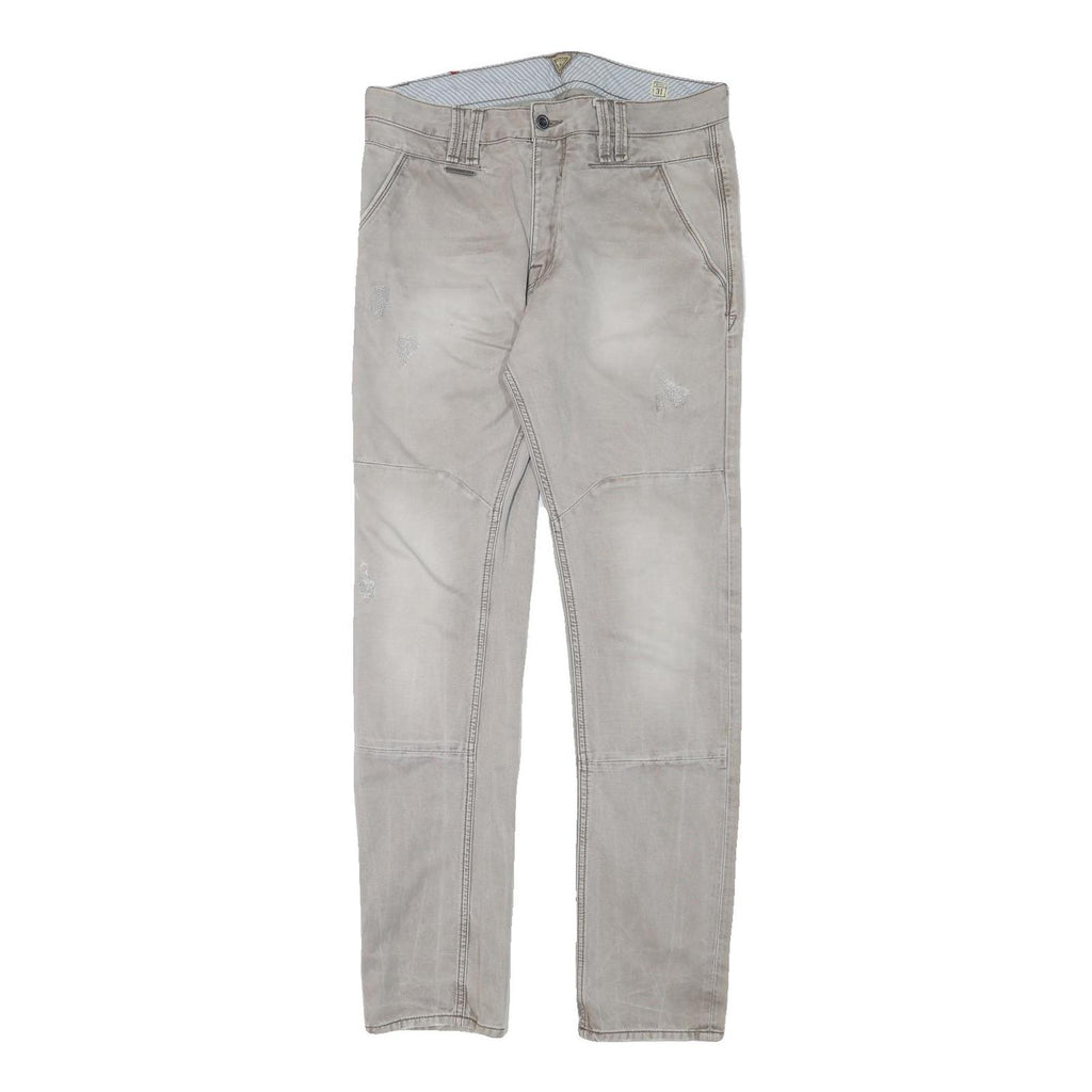 GUESS Mens Slim Beige Cotton Blend Jeans W33 L32 Zip Casual Streetwear