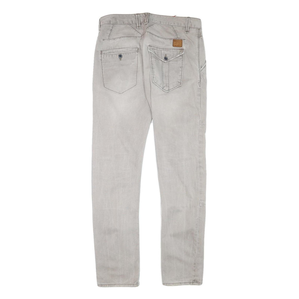 GUESS Mens Slim Beige Cotton Blend Jeans W33 L32 Zip Casual Streetwear