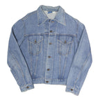 Womens Blue Denim Cotton Jacket L Casual Button Closure Classic Fit Plain