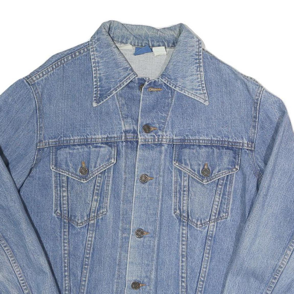 Womens Blue Denim Cotton Jacket L Casual Button Closure Classic Fit Plain