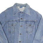 Womens Blue Denim Cotton Jacket L Casual Button Closure Classic Fit Plain