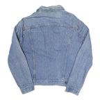 Womens Blue Denim Cotton Jacket L Casual Button Closure Classic Fit Plain