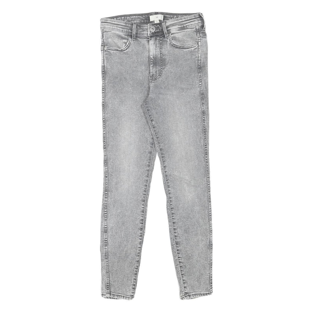 H&M Womens Jeans Grey Slim Skinny Denim W26 L25 Stretch Cotton Blend Zip