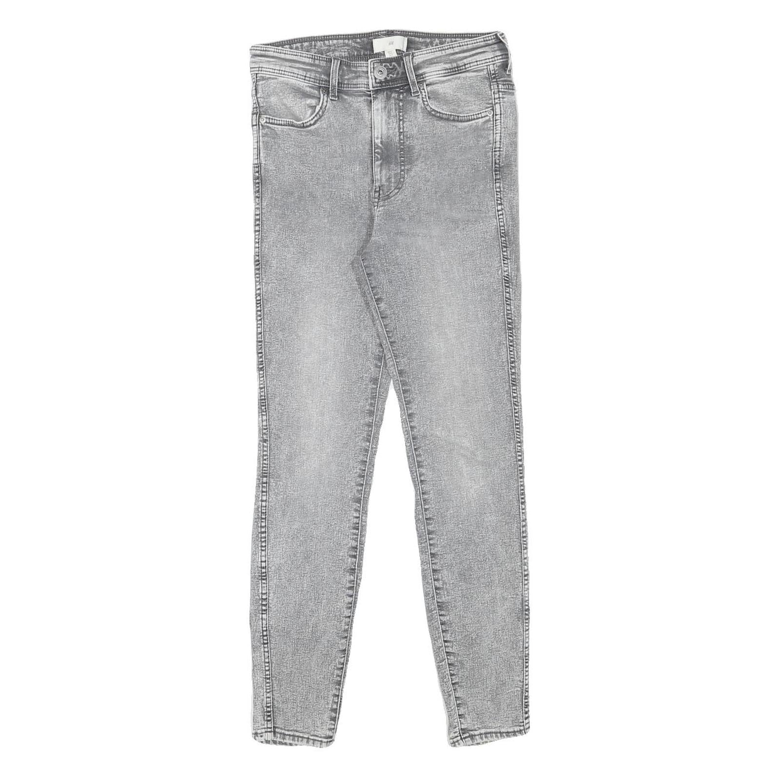 H&M Womens Jeans Grey Slim Skinny Denim W26 L25 Stretch Cotton Blend Zip