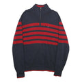 TOMMY HILFIGER Mens Blue & Red Patterned Pullover Jumper Crew Neck Cotton L