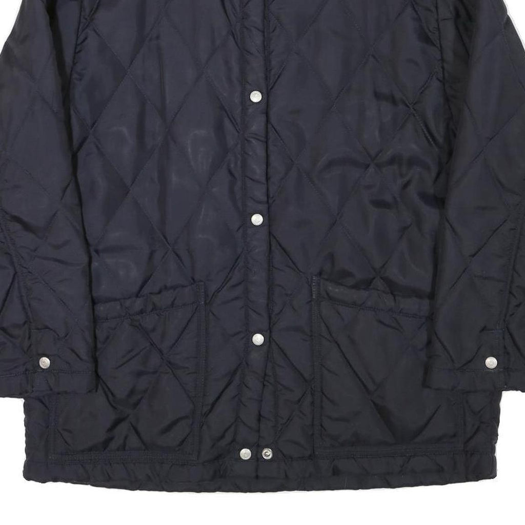 GARRY Womens Navy Blue Quilted Jacket XL Polyester Blend Button Closure Classic