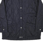 GARRY Womens Navy Blue Quilted Jacket XL Polyester Blend Button Closure Classic