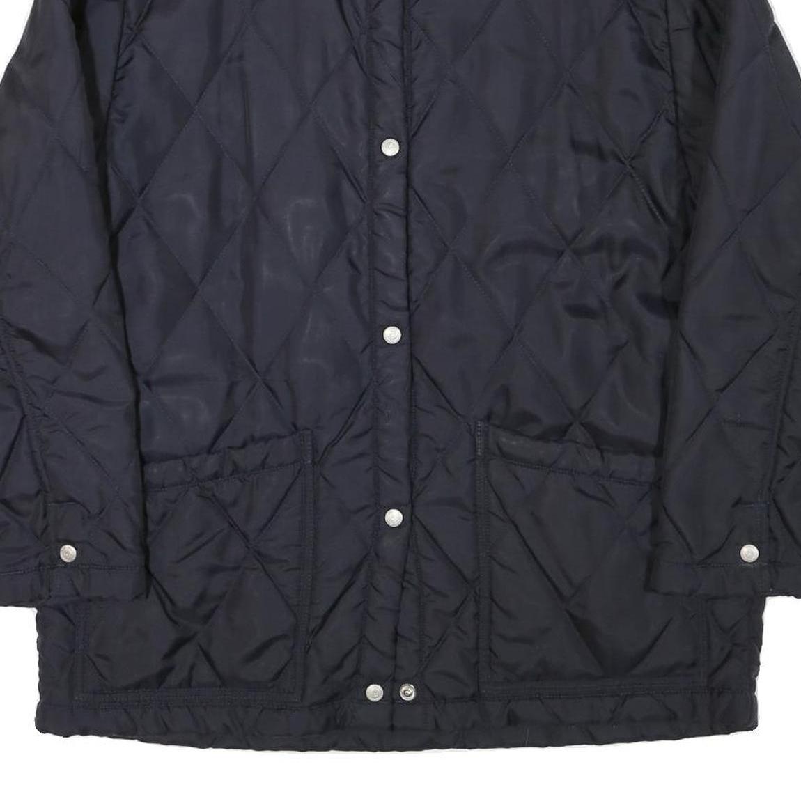 GARRY Womens Navy Blue Quilted Jacket XL Polyester Blend Button Closure Classic