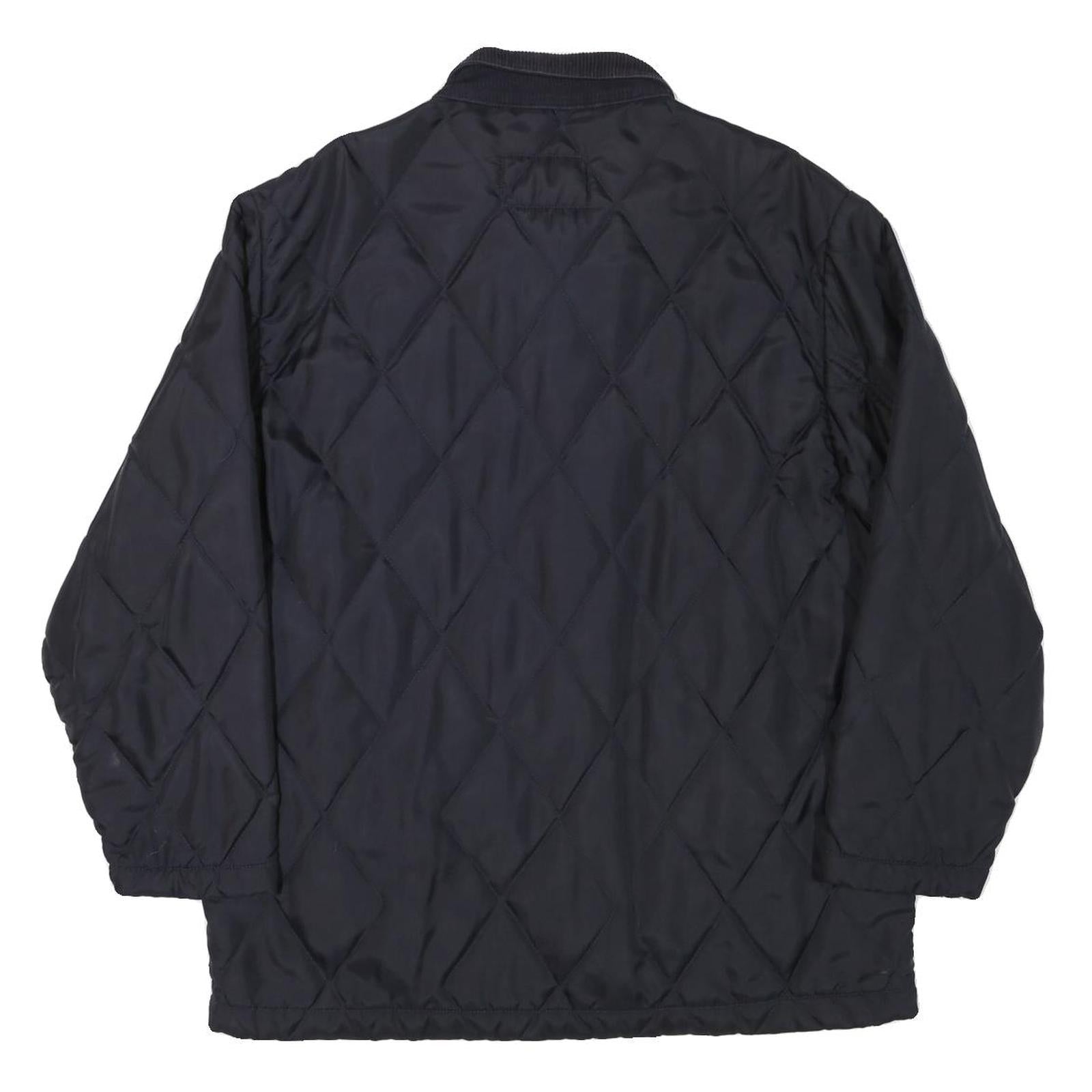 GARRY Womens Navy Blue Quilted Jacket XL Polyester Blend Button Closure Classic