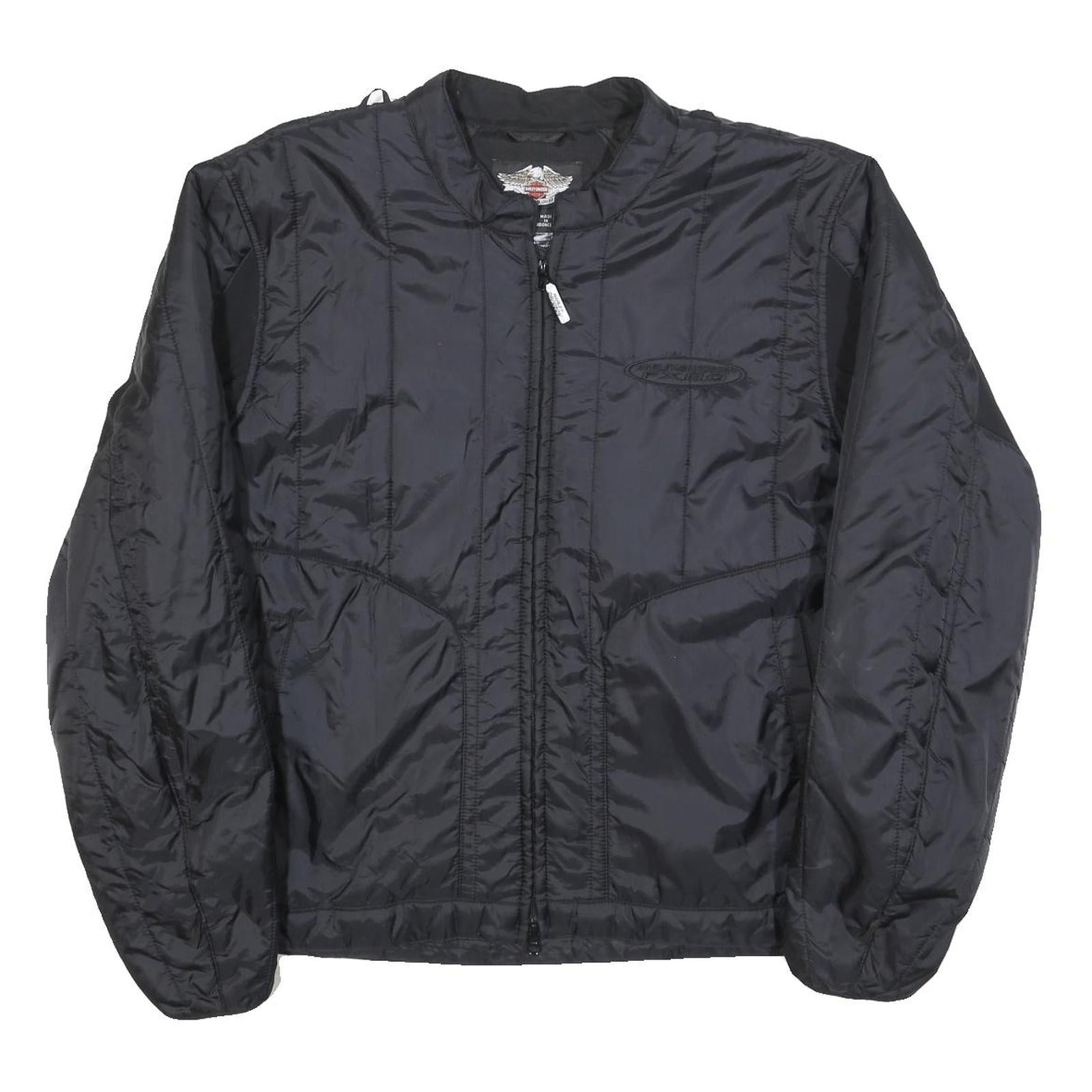 HARLEY DAVIDSON Mens Black Jacket XL Polyester Blend Plain Zip Casual Motorcycle