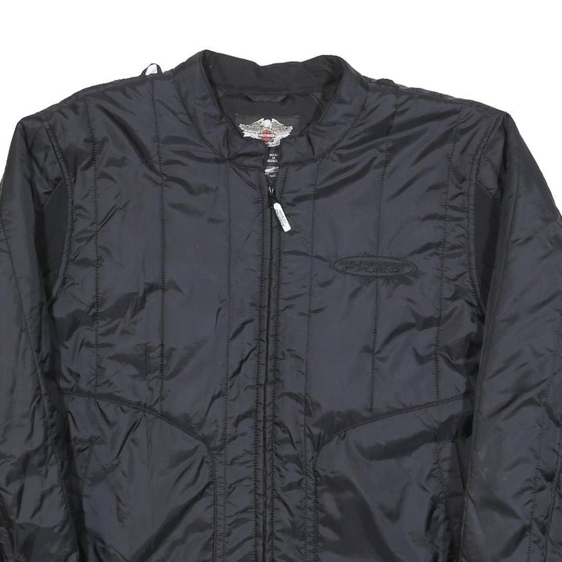 HARLEY DAVIDSON Mens Black Jacket XL Polyester Blend Plain Zip Casual Motorcycle