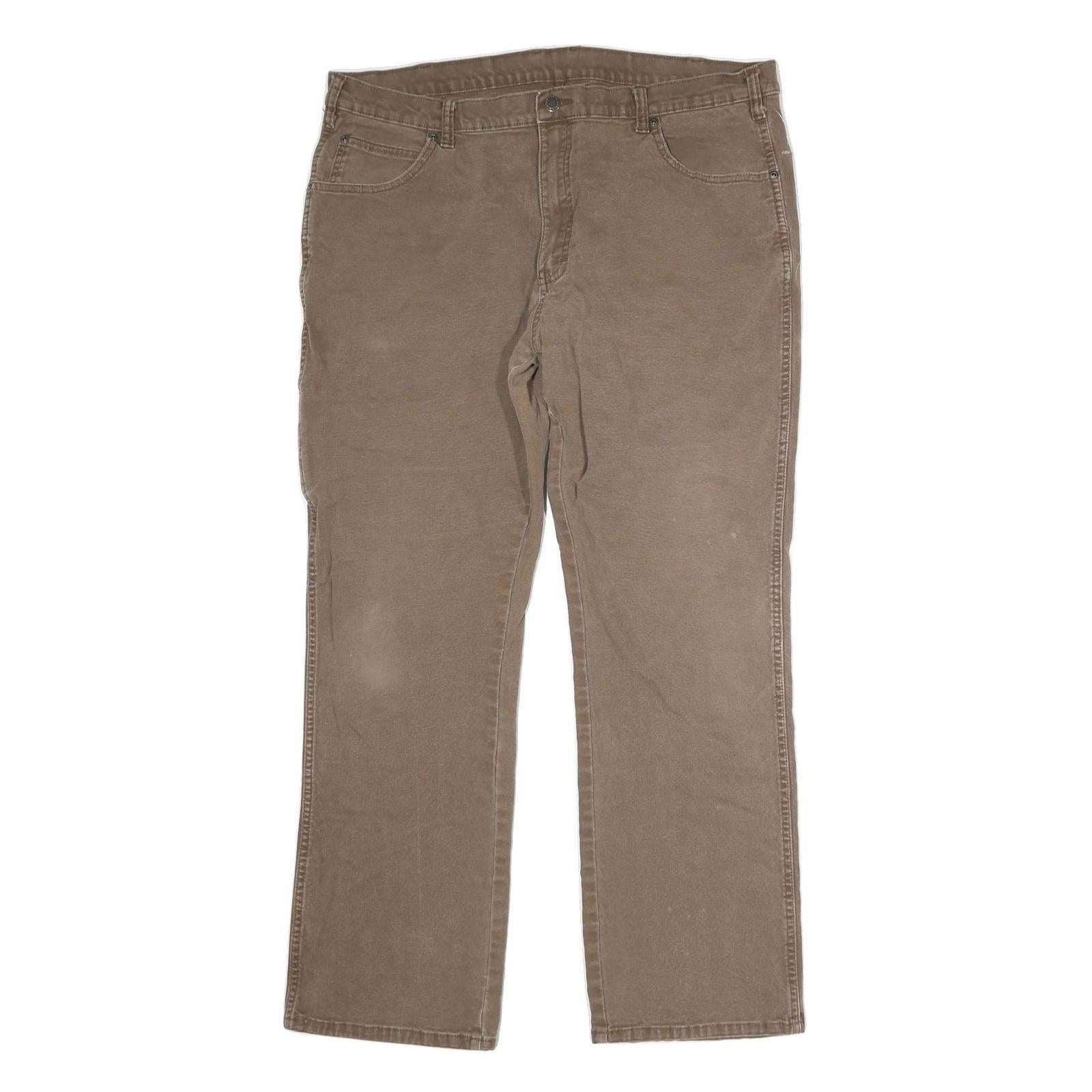 DICKIES Mens Regular Brown Denim Button Jeans W39 L30 Workwear Straight Fit