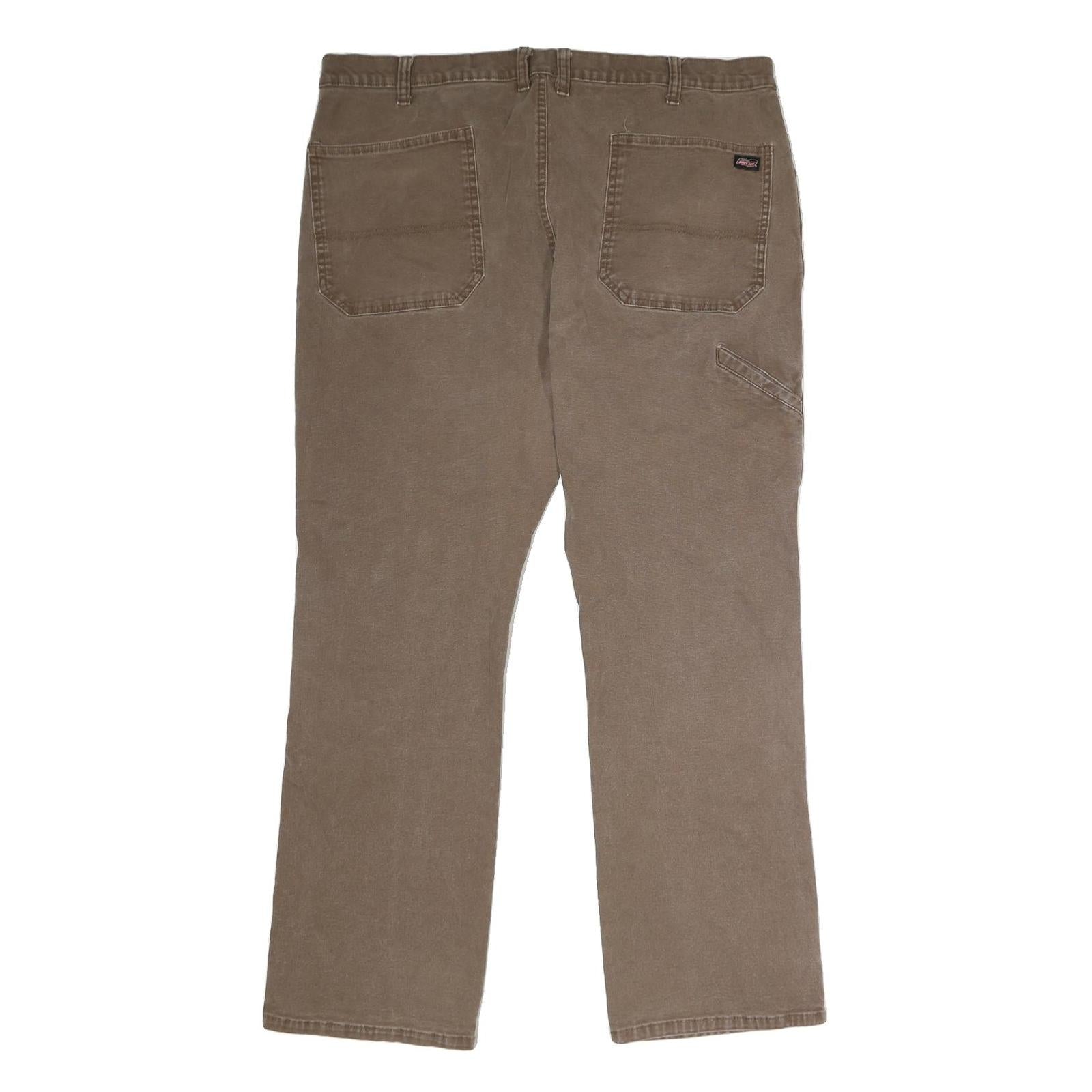 DICKIES Mens Regular Brown Denim Button Jeans W39 L30 Workwear Straight Fit