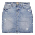 BOSS HUGO BOSS Womens Blue Denim Mini Cotton Skirt M Distressed Casual Wear