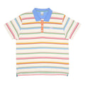 NIKE Mens Cream & Multicolour Stripe Polo Shirt 2XL Cotton Short Sleeve Casual