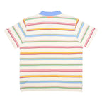 NIKE Mens Cream & Multicolour Stripe Polo Shirt 2XL Cotton Short Sleeve Casual