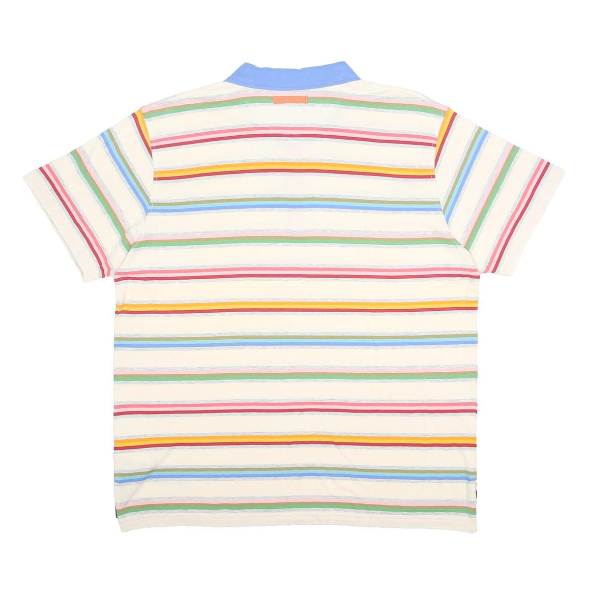 NIKE Mens Cream & Multicolour Stripe Polo Shirt 2XL Cotton Short Sleeve Casual