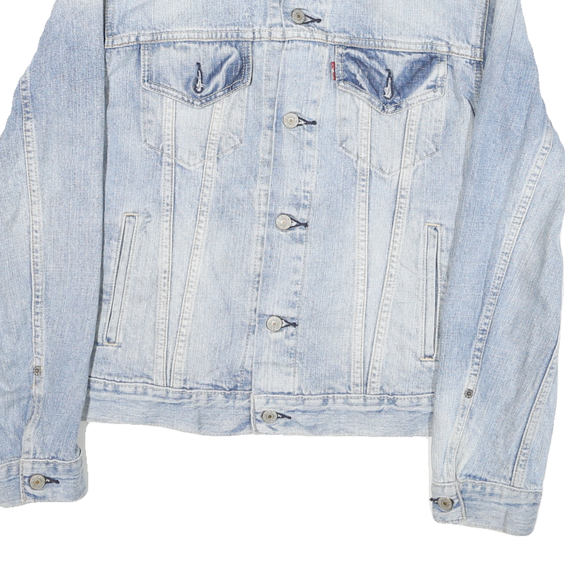 LEVI'S Womens Blue Denim Jacket M Cotton Blend Button Closure Classic Fit