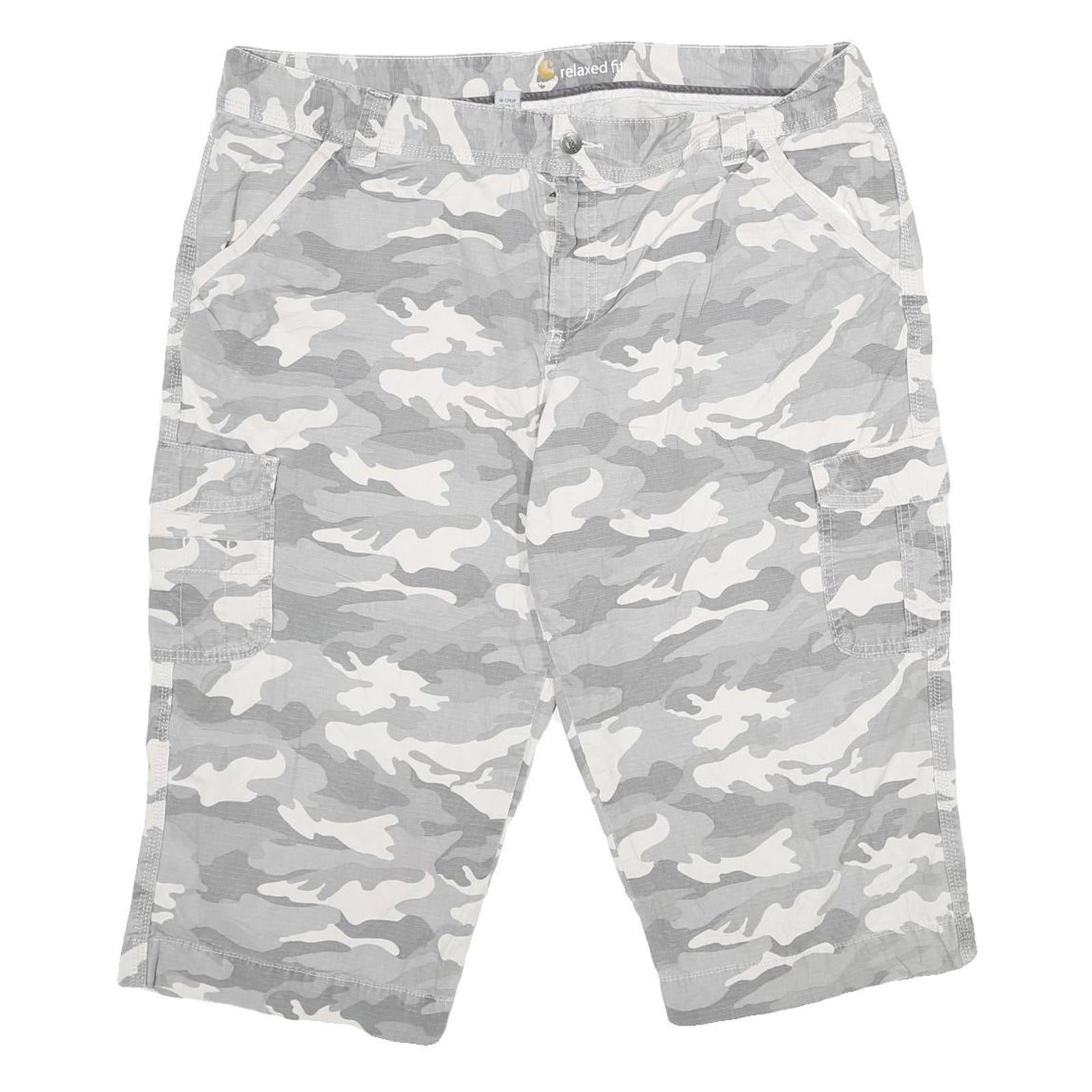 CARHARTT Womens Shorts Grey & White Camouflage Casual UK 22 W40 Relaxed Fit