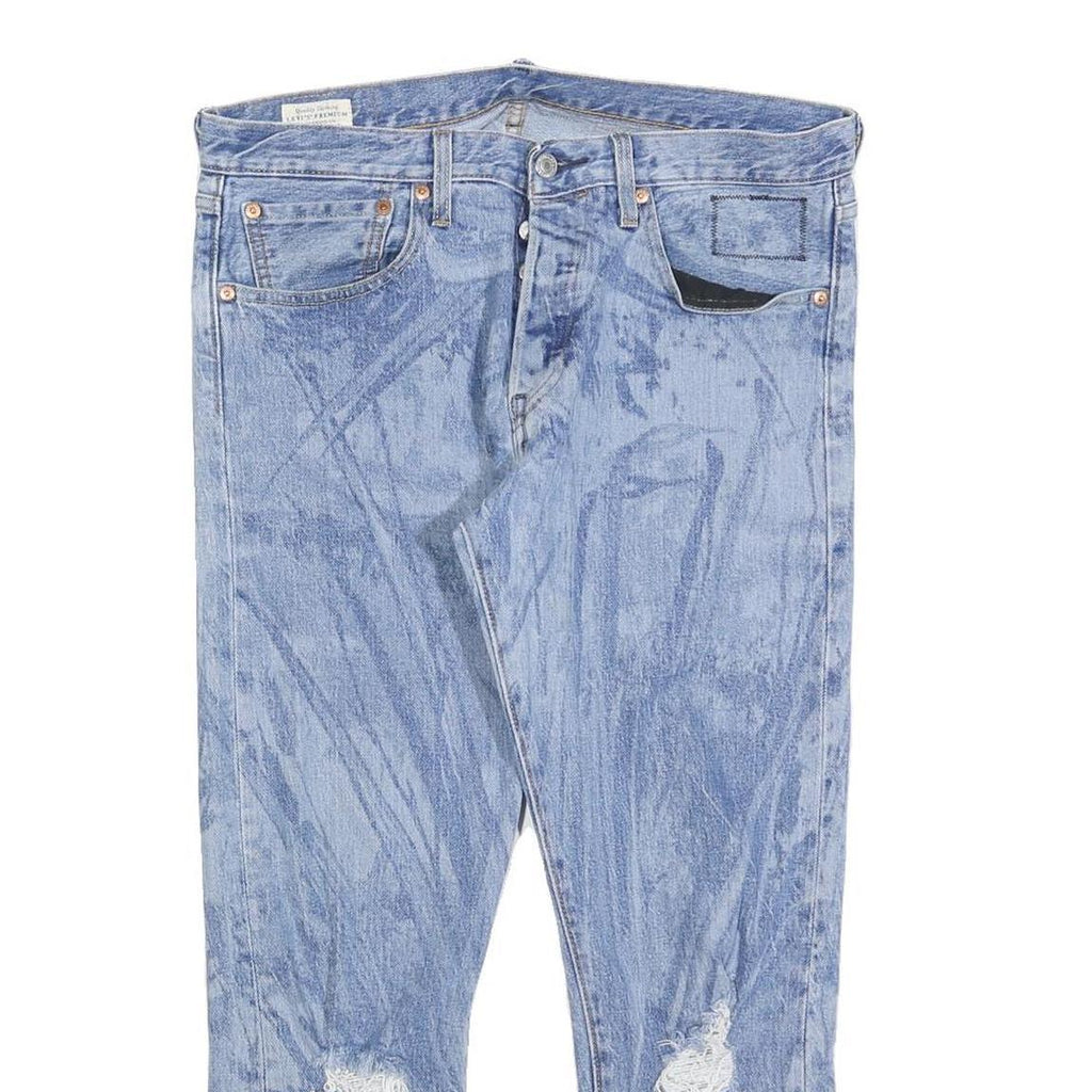 LEVI'S 501 ST BIG E Mens Jeans Blue Regular Straight Denim Light W32 L26 Button